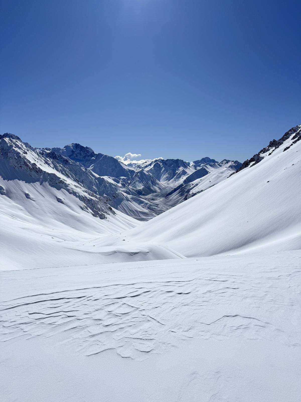 Snow-covered Southern Alps valley, New Zealand